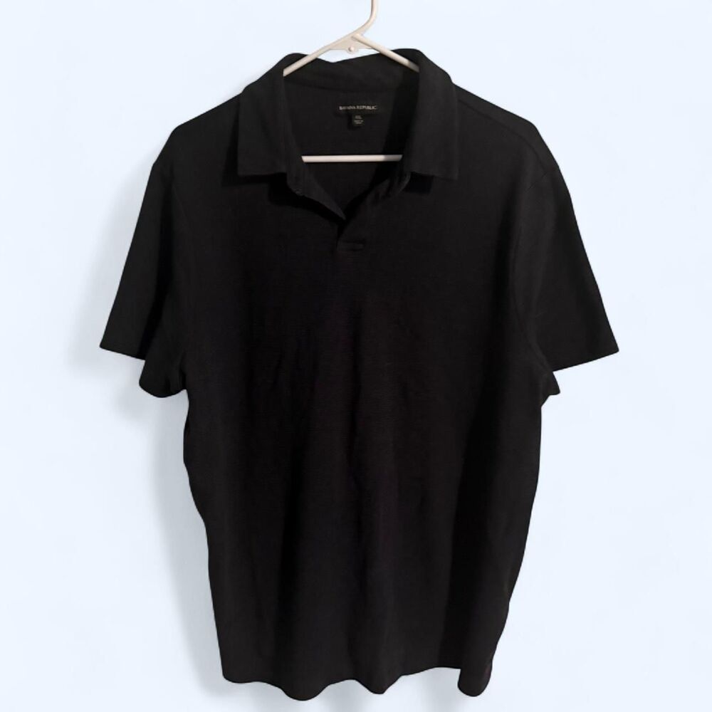 Banana Republic Polo Mens XXL Black Luxe Touch Performance Short Sleeve Soft